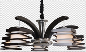 Chandelier (E27*5 Wood + Glass)