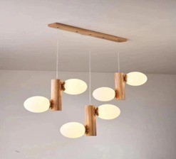 Chandelier (E27*6 WOOD+GLASS)