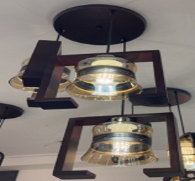 Chandelier (E27*3 WOOD+GLASS)
