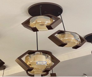Chandelier (E27*3 WOOD+GLASS)