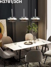 Chandelier (3C LED Smoke grey glass)